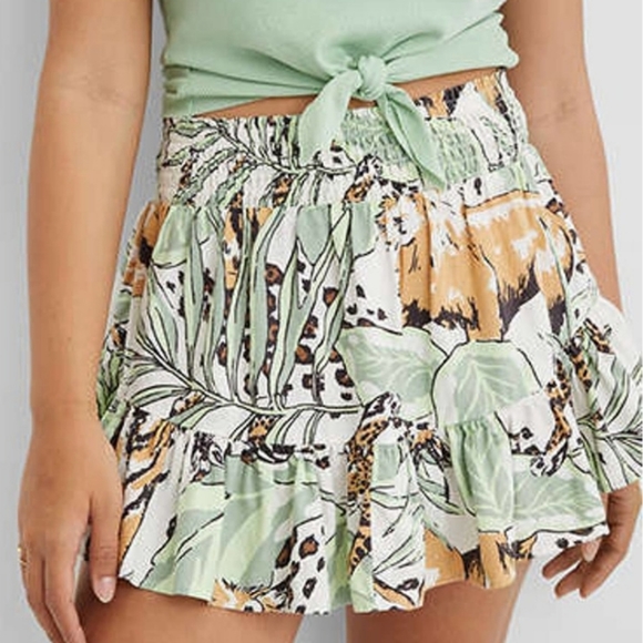 aerie Dresses & Skirts - Aerie jungle print linen blend mini skirt size medium